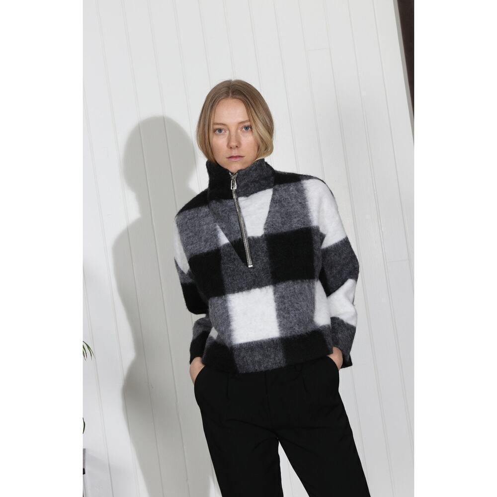 GANNI McKinney Anorak Egret Wool Quarter Zip Pullover Jacket XS